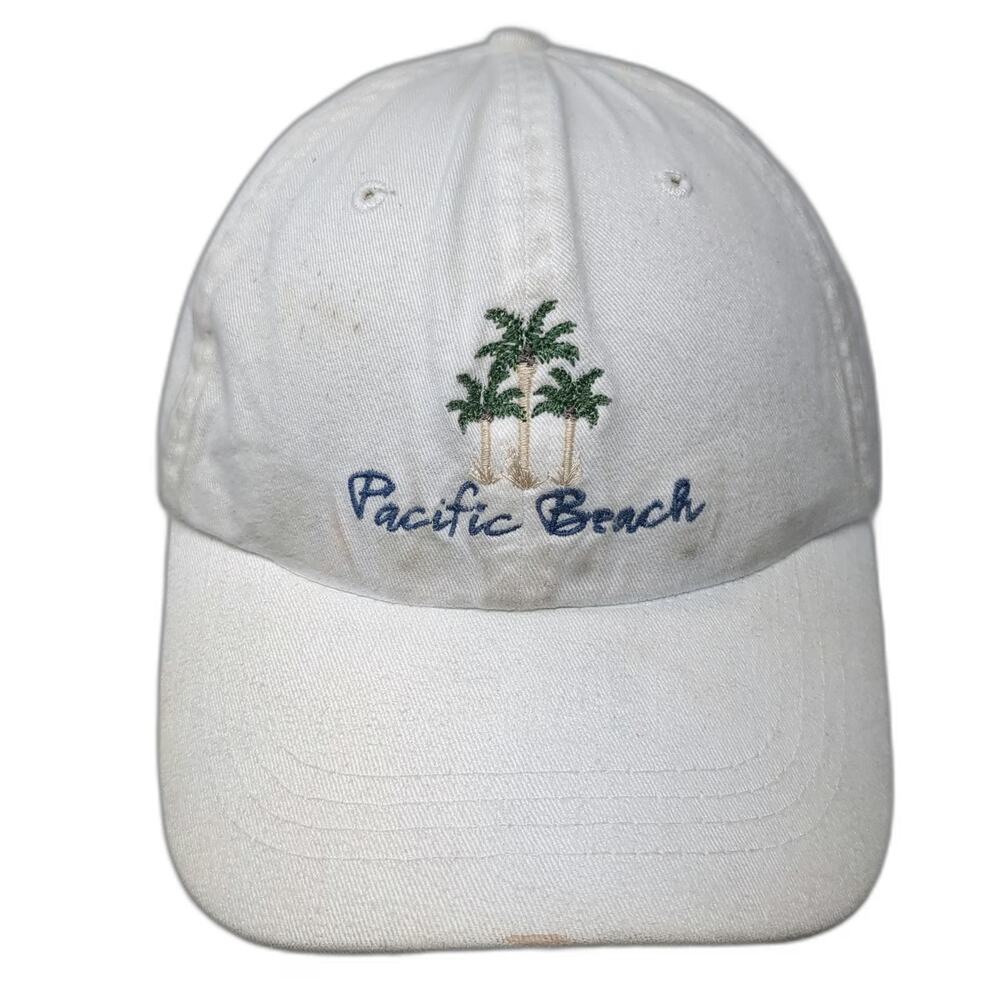 Fahrenheit Baseball Cap White One Size Pacific Beach Palm Tree Hat Slideback